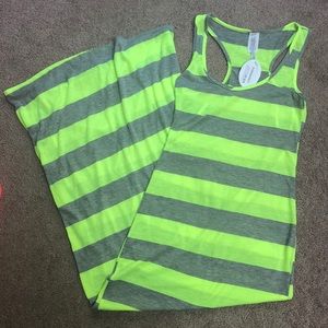 Racer back Neon Yellow/Grey Maxi Dress